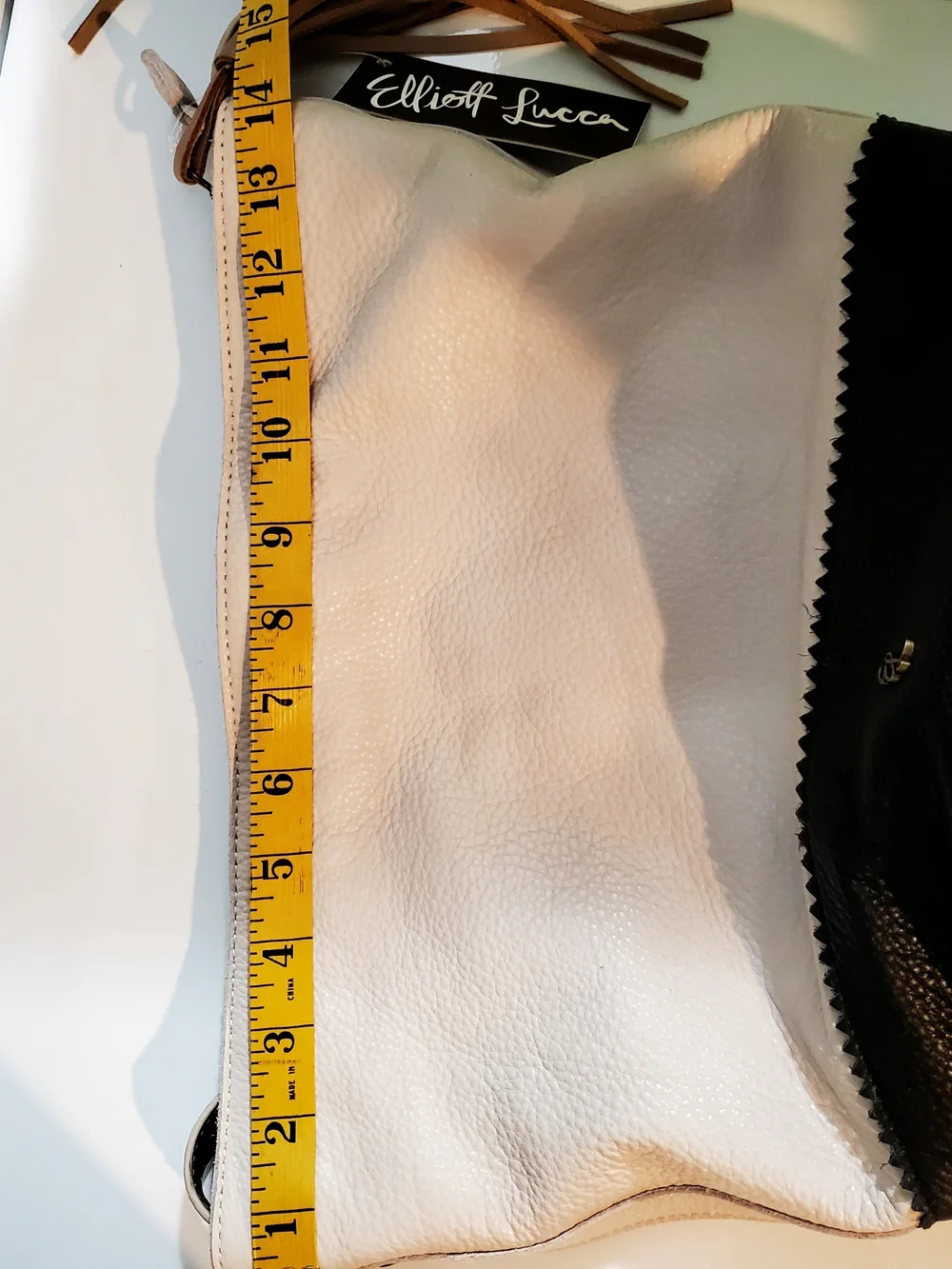Elliot Lucca Ivory And Black Pebble Leather Hobo Shoulder/ Crossbody NWT